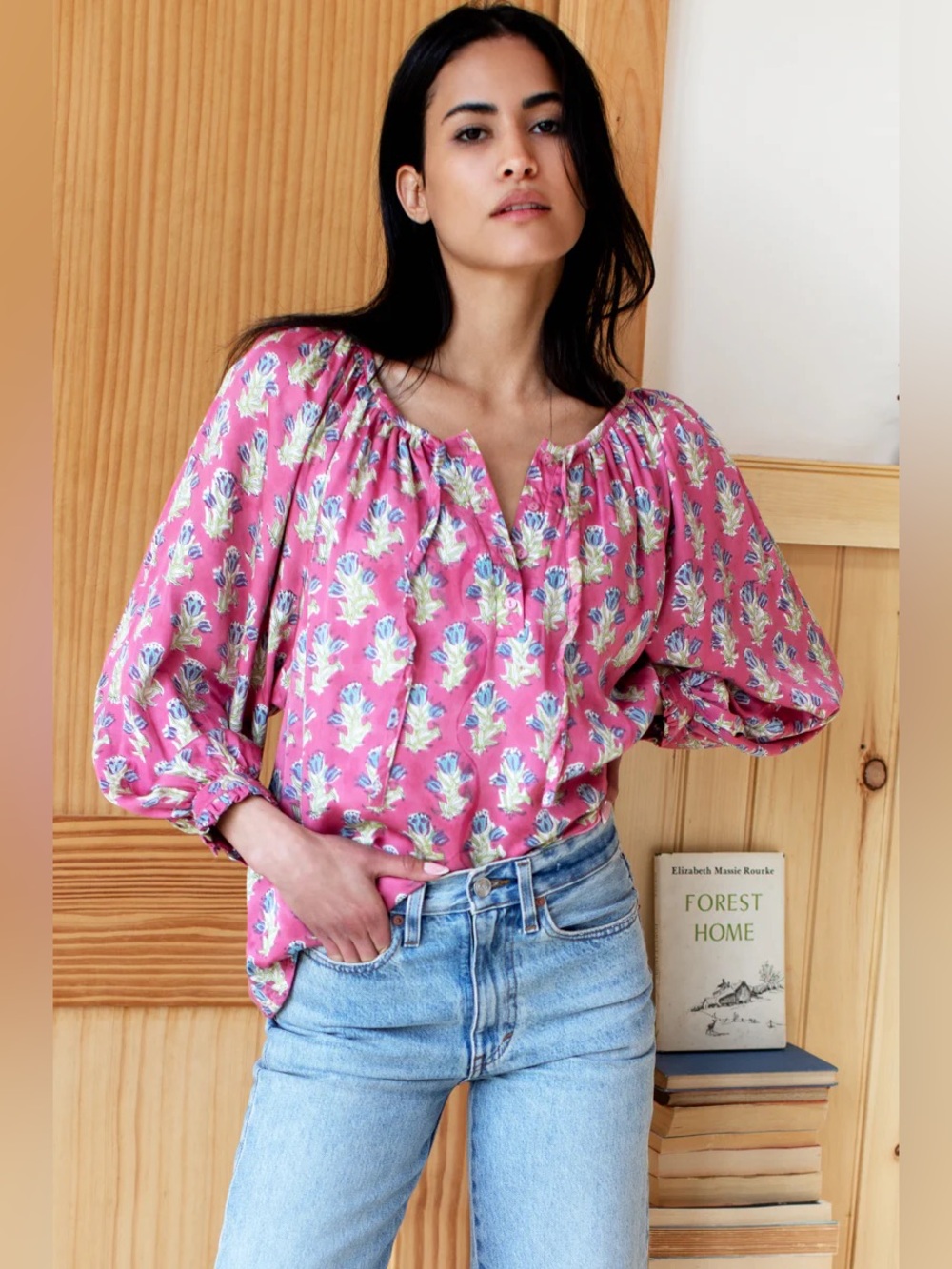EMERSON FRY LUCY 2 BLOUSE - BELL FLOWER SATIN